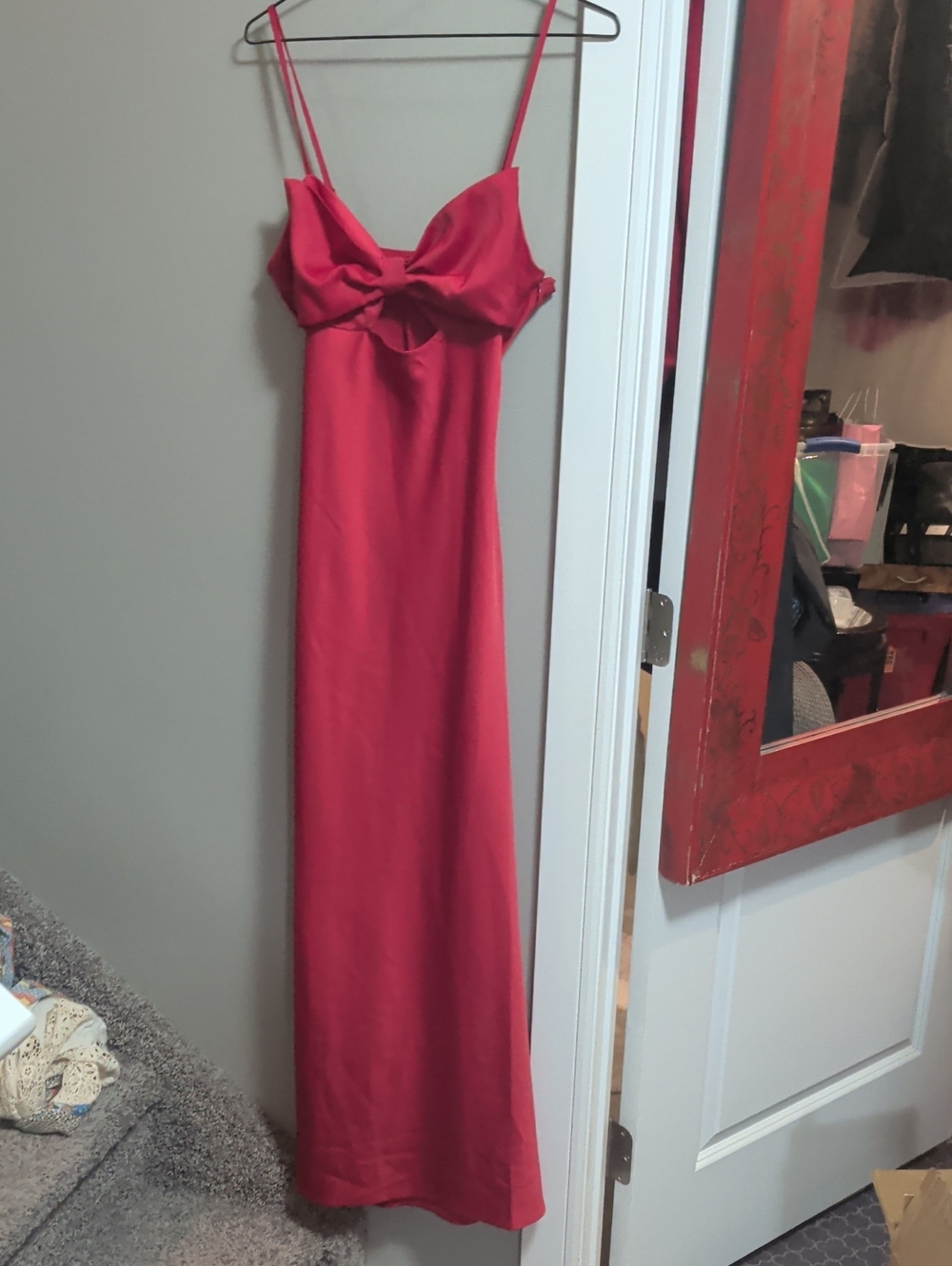 Women's Bellini Cami Strap Bow Raspberry Maxi Dress In Small